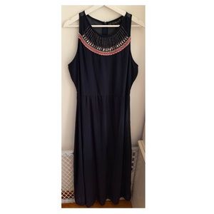 Forever21+ Long navy blue dress with beading sz 1X